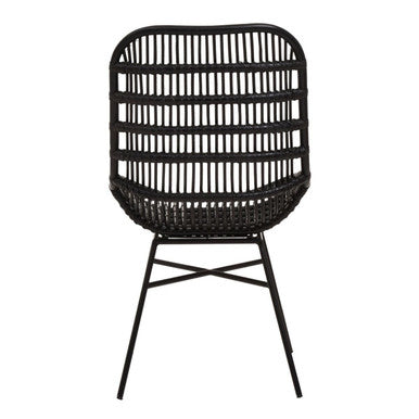Curved Black Natural Rattan Chair