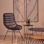 Curved Black Natural Rattan Chair