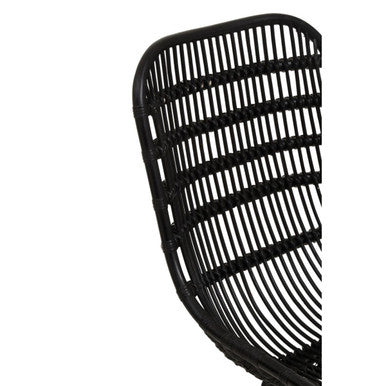 Curved Black Natural Rattan Chair