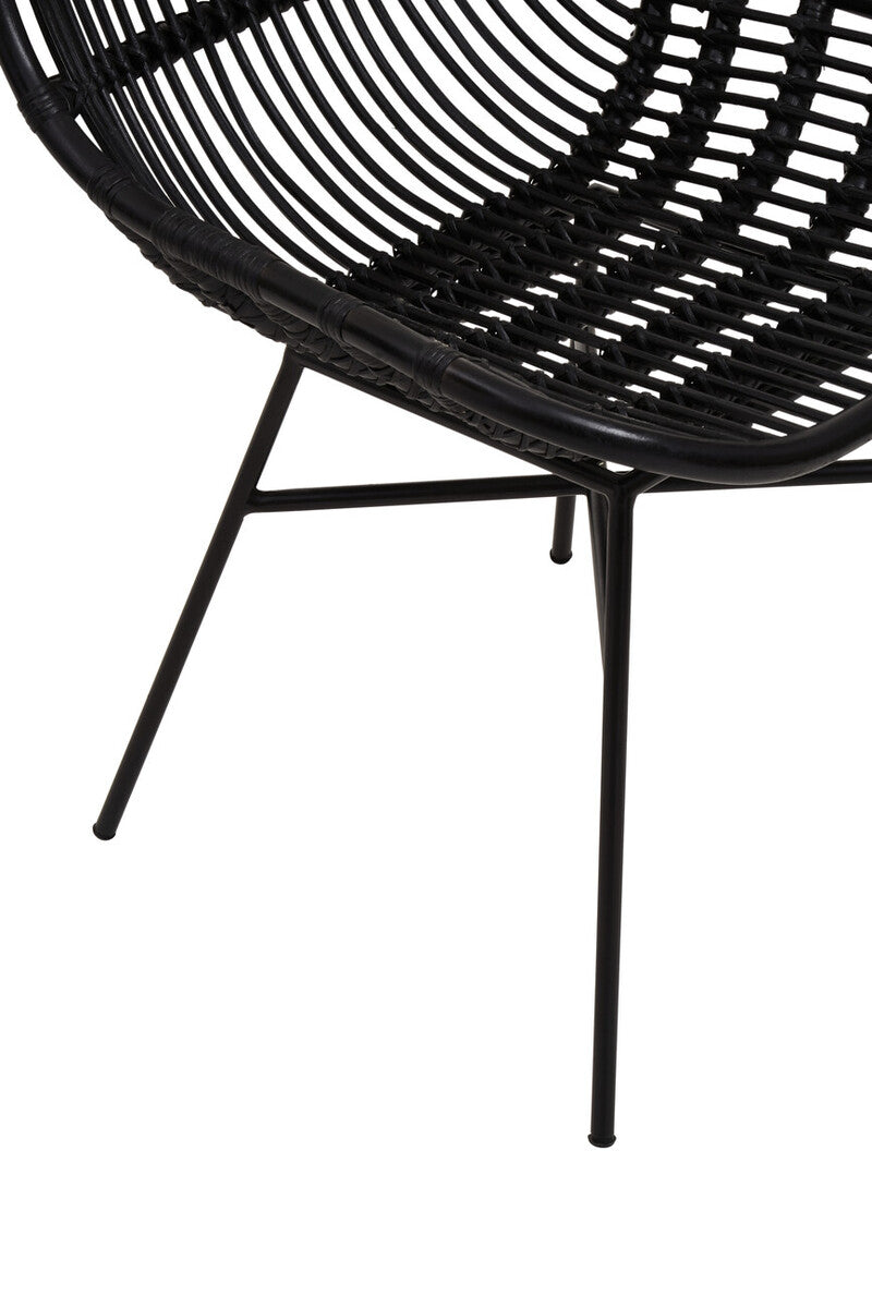 Curved Black Natural Rattan Chair