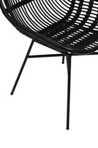 Curved Black Natural Rattan Chair