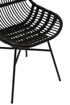 Curved Black Natural Rattan Chair