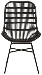 Curved Black Natural Rattan Chair