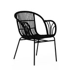 Black Natural Rattan Chair with Raised Sides