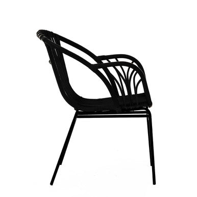 Black Natural Rattan Chair with Raised Sides