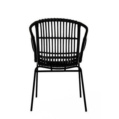 Black Natural Rattan Chair with Raised Sides