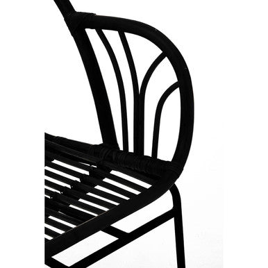 Black Natural Rattan Chair with Raised Sides