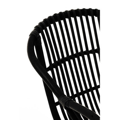 Black Natural Rattan Chair with Raised Sides