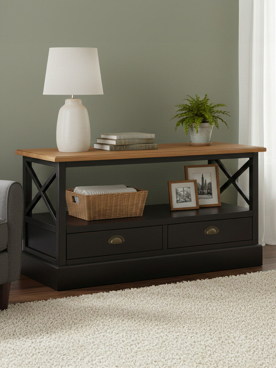 Black and Wood Effect Coffee Table