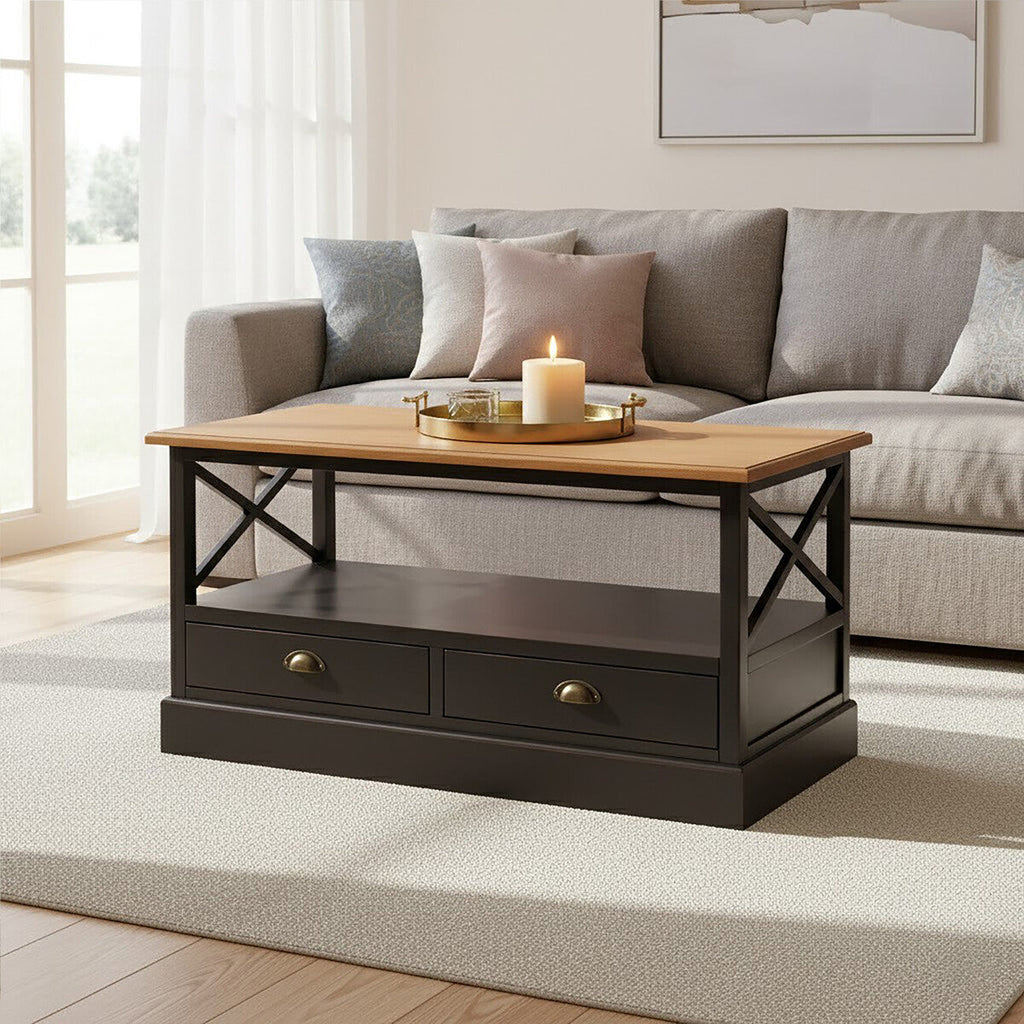 Black and Wood Effect Coffee Table