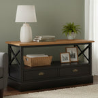 Black and Wood Effect Coffee Table