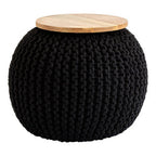 Black Knitted Pouffe