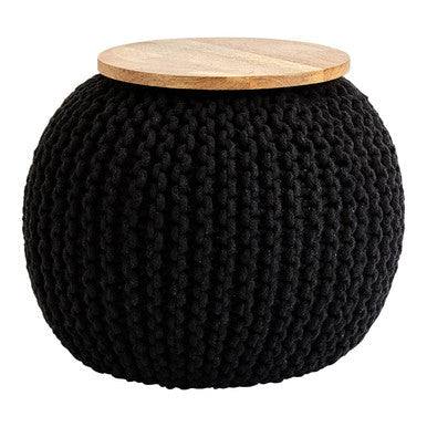 Black Knitted Pouffe