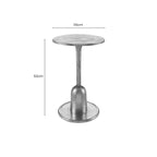 Metallic Silver Round Side Table with Asymmetrical Design