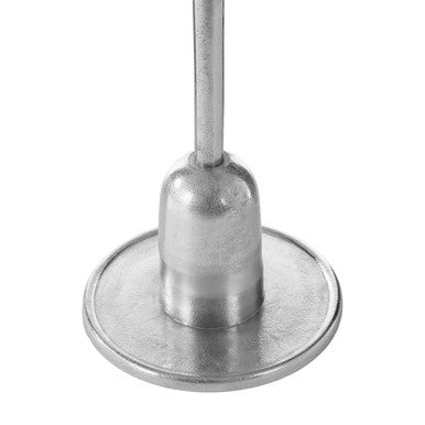 Metallic Silver Round Side Table with Asymmetrical Design