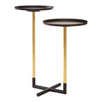 Black and Gold Metal 2-Tier Side Table with Intersecting Base Design