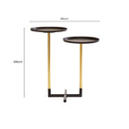 Black and Gold Metal 2-Tier Side Table with Intersecting Base Design