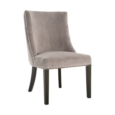 Grey Velvet With Tufted Back Dining Chair