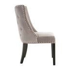 Grey Velvet With Tufted Back Dining Chair