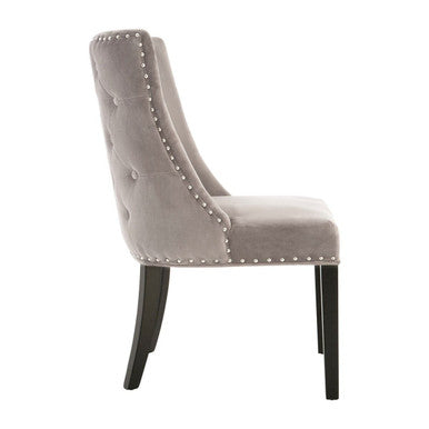 Grey Velvet With Tufted Back Dining Chair