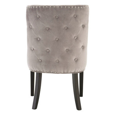 Grey Velvet With Tufted Back Dining Chair