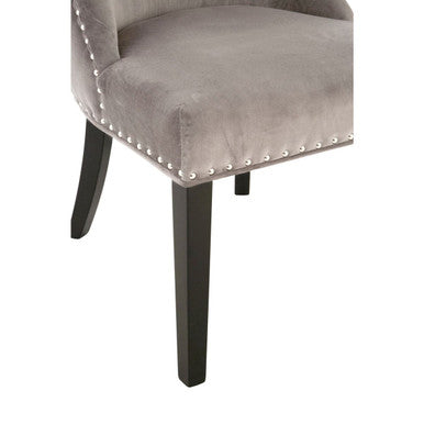 Grey Velvet With Tufted Back Dining Chair