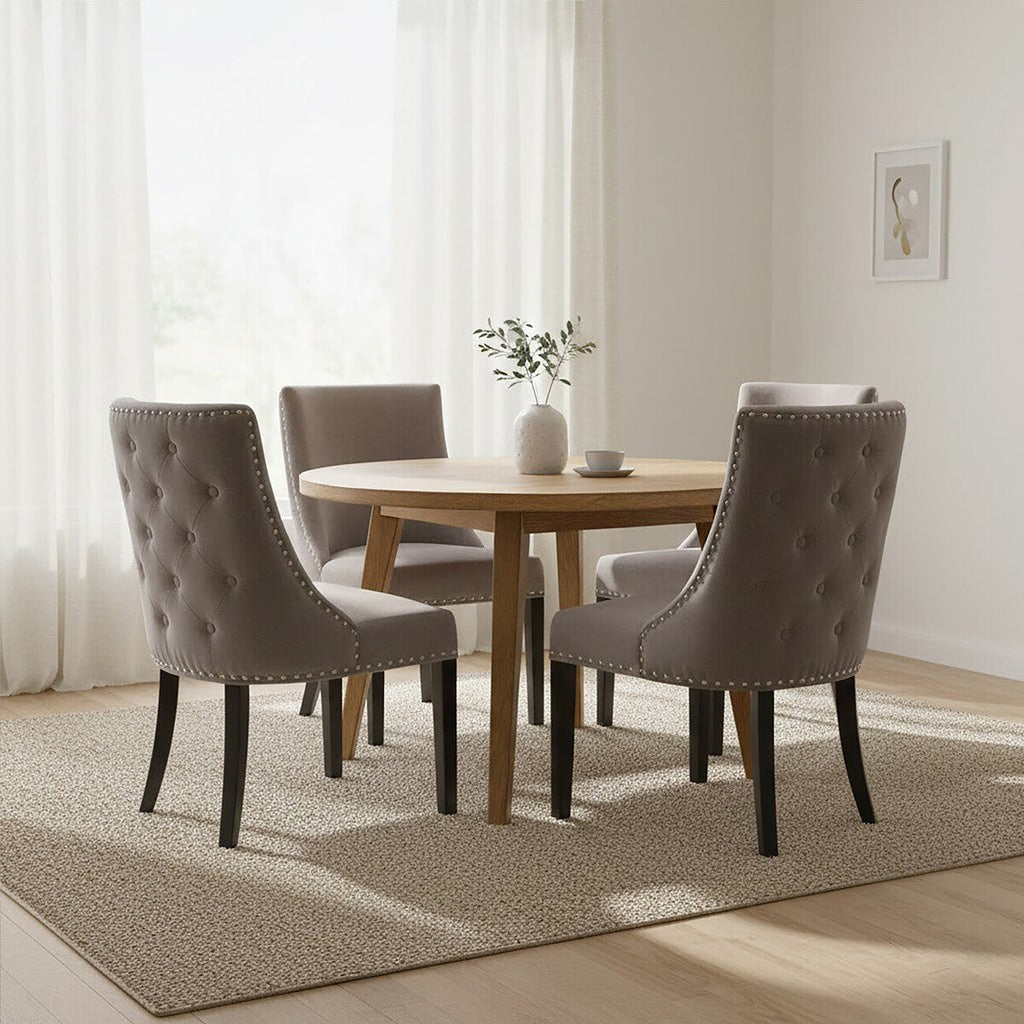 Grey Velvet With Tufted Back Dining Chair
