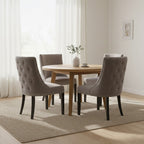 Grey Velvet With Tufted Back Dining Chair