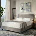 Grey Velvet King Bed with Sculpted Headboard