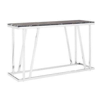 Black Marble and Chrome Finish Console Table