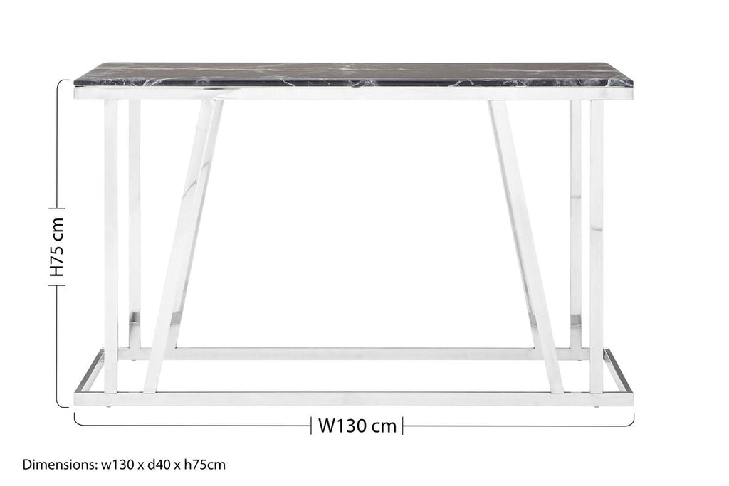 Black Marble and Chrome Finish Console Table