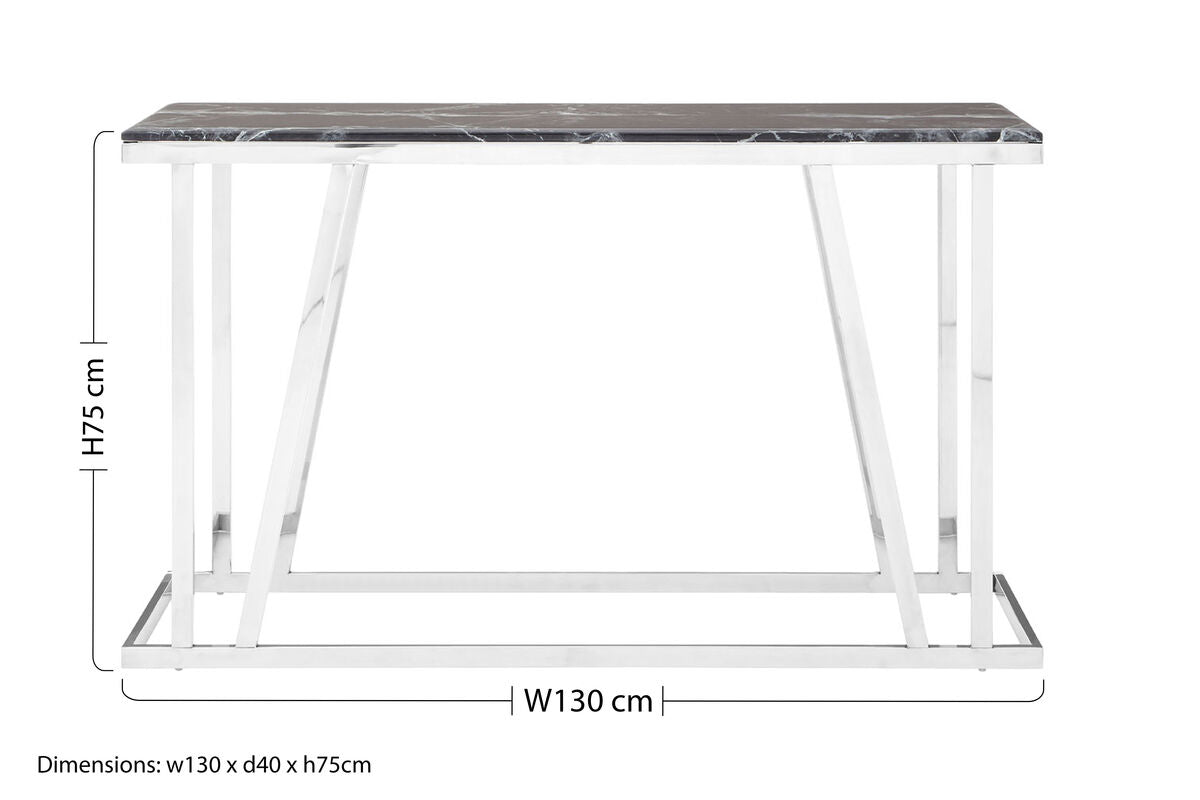 Black Marble and Chrome Finish Console Table