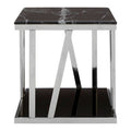 Black Marble and Silver Finish Square Side Table