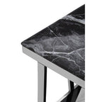 Black Marble and Silver Finish Square Side Table