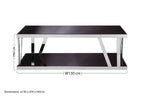 Black Glass and Silver Finish Rectangular Coffee Table
