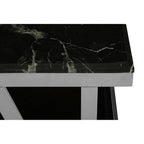 Black Marble and Silver Finish Rectangular Coffee Table