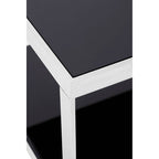 Black Tempered Glass Shelves Coffee Table with Silver Square Stainless Steel Frame