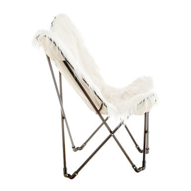 White Faux Fur Butterfly Chair