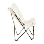 White Faux Fur Butterfly Chair