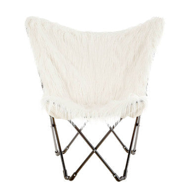 White Faux Fur Butterfly Chair