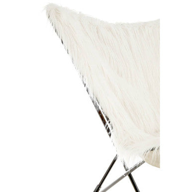 White Faux Fur Butterfly Chair