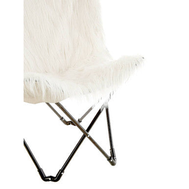 White Faux Fur Butterfly Chair