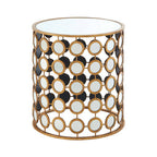 Gold Finish and Mirrored Round Side Table