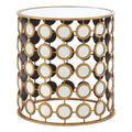 Gold Finish and Mirrored Round Side Table