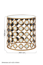 Gold Finish and Mirrored Round Side Table