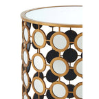 Gold Finish and Mirrored Round Side Table