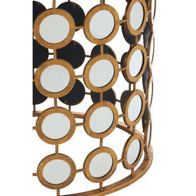 Gold Finish and Mirrored Round Side Table
