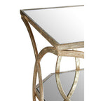Tempered Glass Tops and 1 Lower Shelf Side Table with Silver Interlinked Geometric Metal Frame