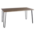 Natural Wood Effect Dining Table with Black Metal Base