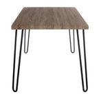 Natural Wood Effect Dining Table with Black Metal Base